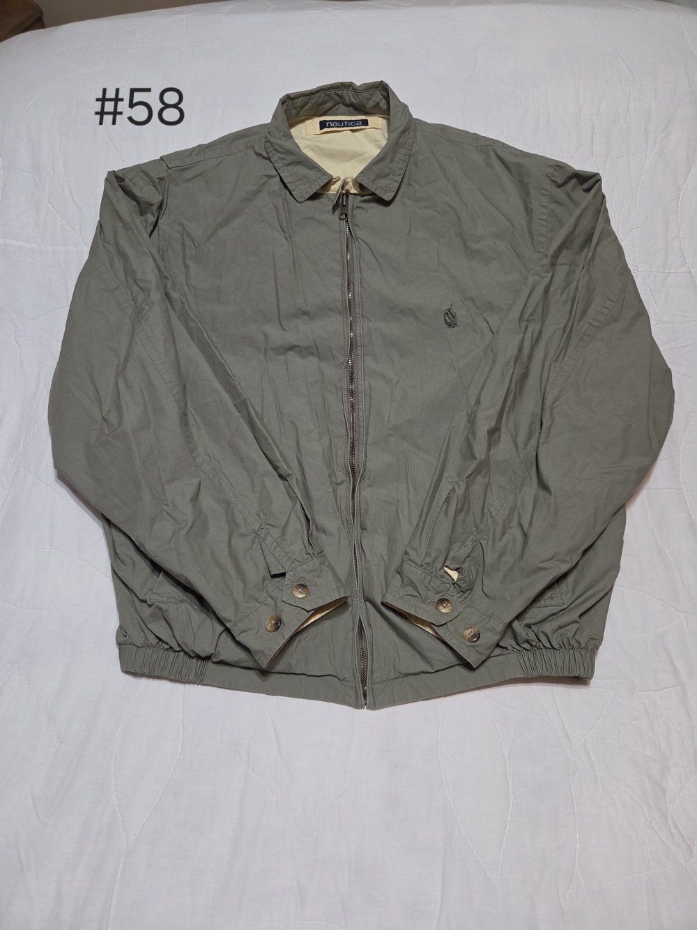 Vintage 90s Nautica Reversible Bomber Jacket Men's XL Olive Green & Yellow